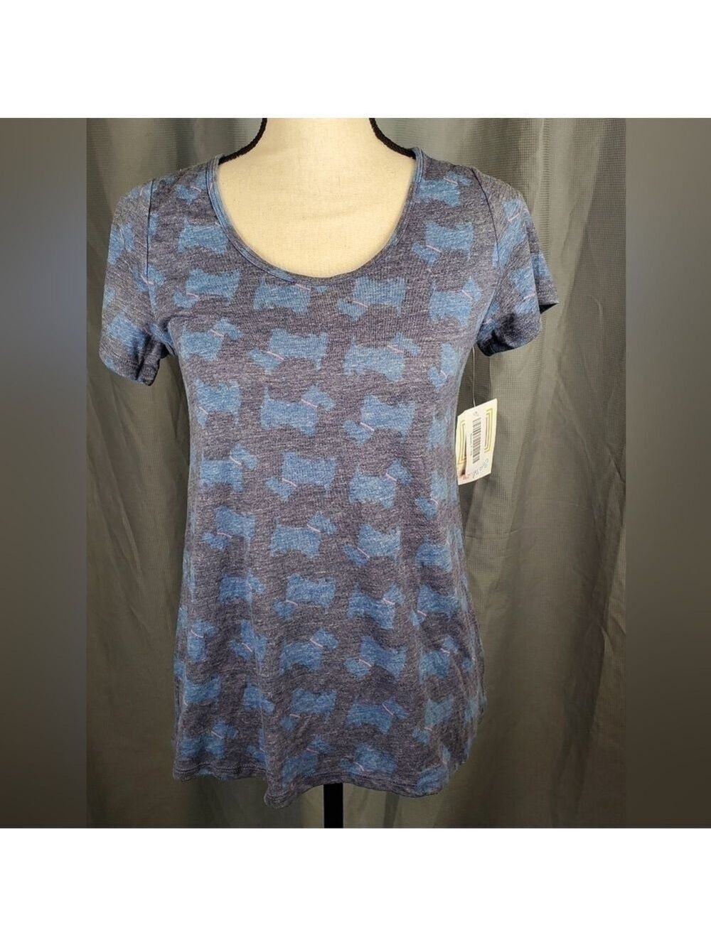 NWT Lularoe Classic T, blue scotty dog pattern, size XS